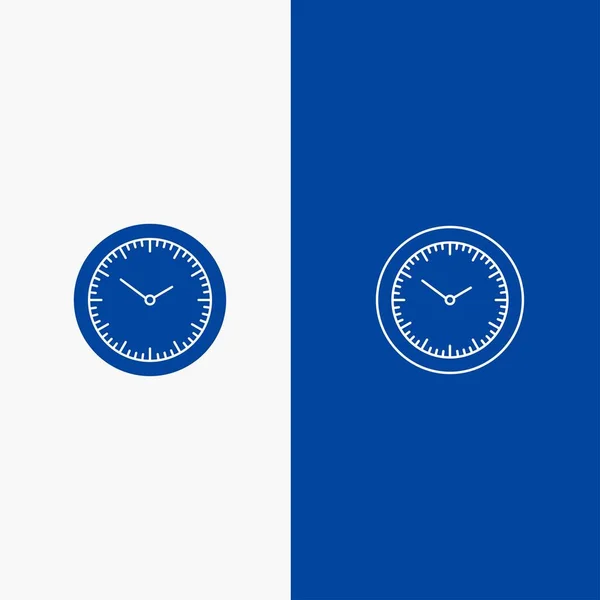 Time, Watch, Minutes, Timer Line and Glyph Solid icon Blue banne — Stock Vector