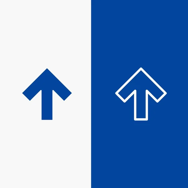 Flèche, Haut, Ligne avant et Glyphe Icône solide Bannière bleue Ligne an — Image vectorielle