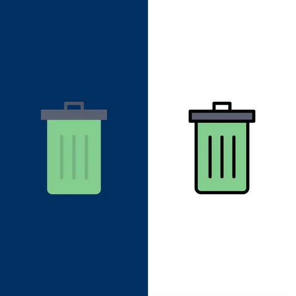 Basket, Been, Delete, Garbage, Trash Icons. Fille plano y de línea — Archivo Imágenes Vectoriales