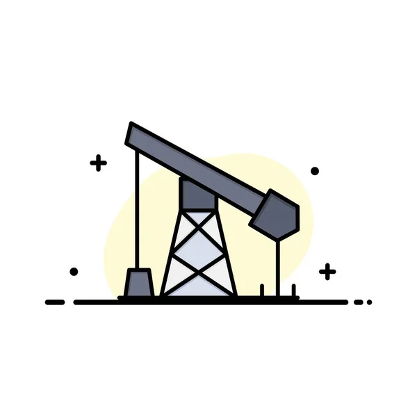 Construcción, Industria, Petróleo, Gas Línea Plana de Negocios Icono Lleno — Vector de stock