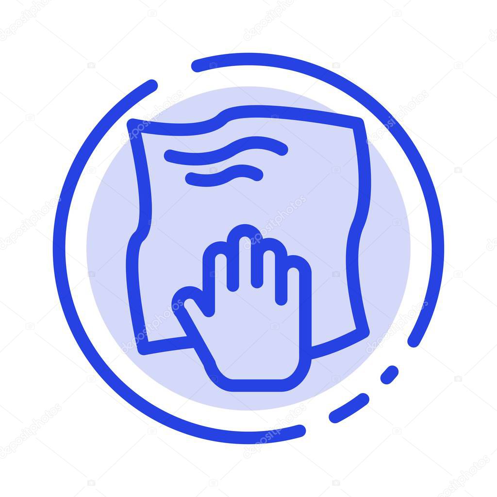 Cleaning, Hand, Housework, Rub, Scrub Blue Dotted Line Line Icon