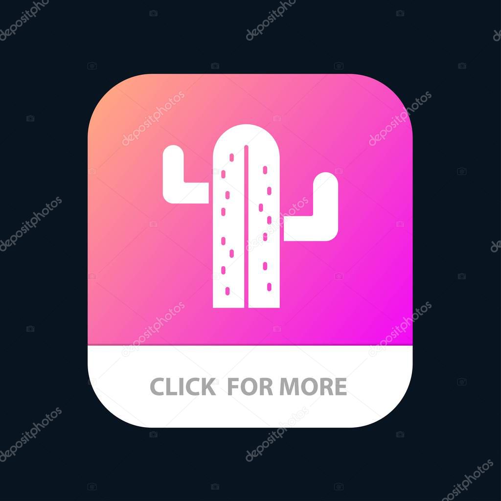 Cactus, Usa, Plant, American Mobile App Button. Android and IOS 