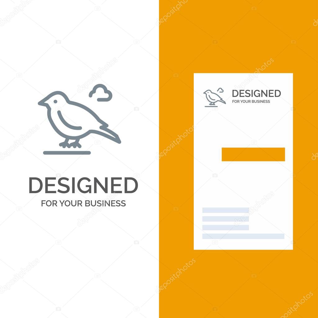 Bird, British, Small, Sparrow Grey Logo Design and Business Card