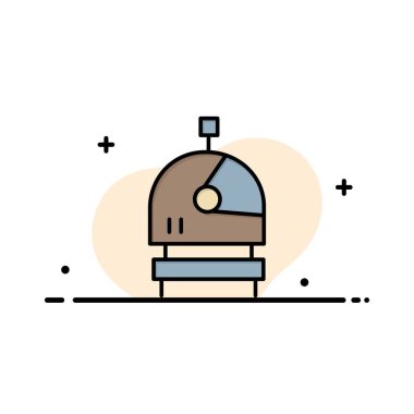 Astronot, Kask, Uzay İş Düz Hat Dolgulu Simge Vektör 