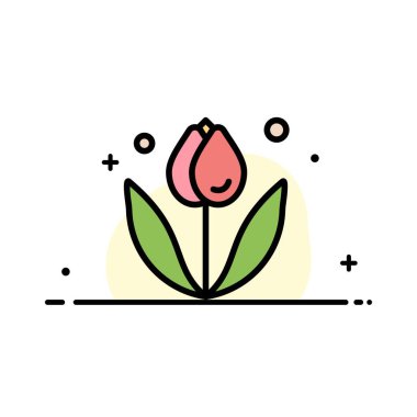 Çiçek, Çiçek, Doğa, Bahar İş Düz Hat Dolu Simge V