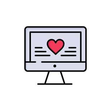 Bilgisayar, Aşk, Kalp, Düğün Düz Renk Simgesi. Vektör simgesi yasağı