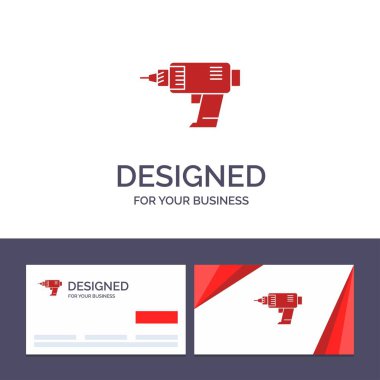 Yaratıcı kartvizit ve Logo şablonu matkap, güç, makine, 