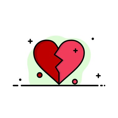 Kırık, Aşk, Kalp, Düğün İş Logo Şablonu. Düz Renk