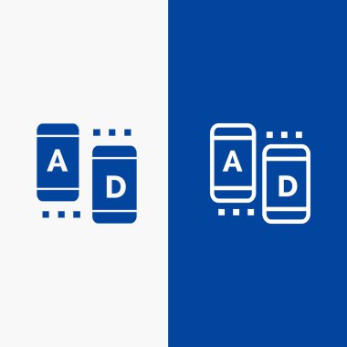 Reklam, Pazarlama, Online, Tablet Hattı ve Glyph Katı simgesi Mavi yasağı