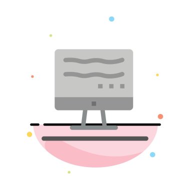 Bilgisayar, Online, Pazarlama Soyut Düz Renk Simgesi Şablonu