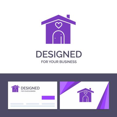 Yaratıcı Kartvizit ve Logo şablonu Ev, Aşk, Kalp, Wedd