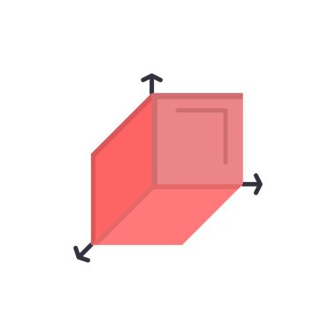 3d, Kutu, Cuboid, Tasarım Düz Renk Simgesi. Vektör simgesi afiş Tem