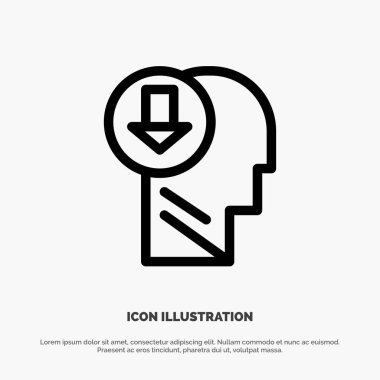 Ok, Baş, İnsan, Bilgi, Aşağı Çizgi Simge Vektör