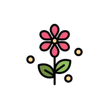 Çiçek, Paskalya, Doğa Yassı Renk Simgesi. Vektör simgesi afiş Temp