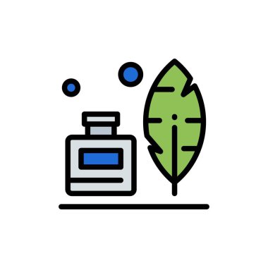 Adobe, Tüy, Mürekkep Şişesi, Amerikan Düz Renk Simgesi. Vektör ico