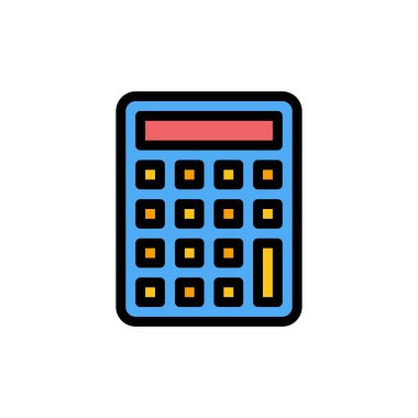 Hesap makinesi, hesaplama, eğitim düz renk simgesi. Vektör simgesi b