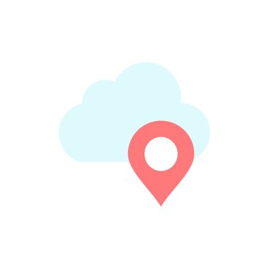 Bulut, Harita, Pin, Marker Düz Renk Simgesi. Vektör simgesi afiş Tem