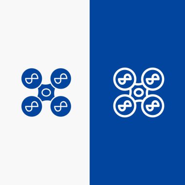 Drone, Fly, Quad copter, Technology Line ve Glyph Solid simgesi Bl