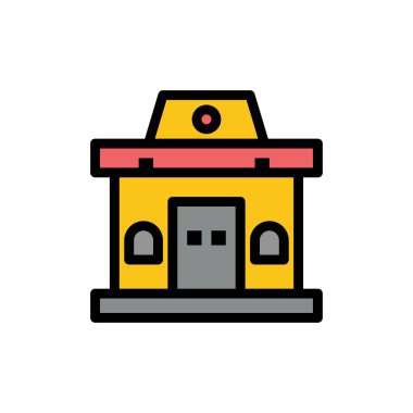 Bina, Ofis, Bilet, Kentsel Düz Renk Simgesi. Vektör simgesi ba