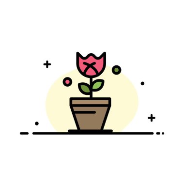 Dekorasyon, Paskalya, Bitki, Lale İş Düz Hat Dolgulu Simge