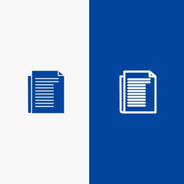 Belge, Not, Rapor, Kağıt Hattı ve Glyph Solid simgesi Mavi yasağı