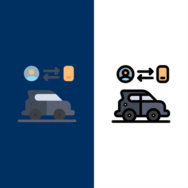 Car, Transport, Man, Technology  Icons. Flat and Line Filled Ico — Stock Vector