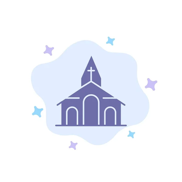 建物、クリスマス、教会、抽象的な雲の春の青いアイコン — ストックベクタ