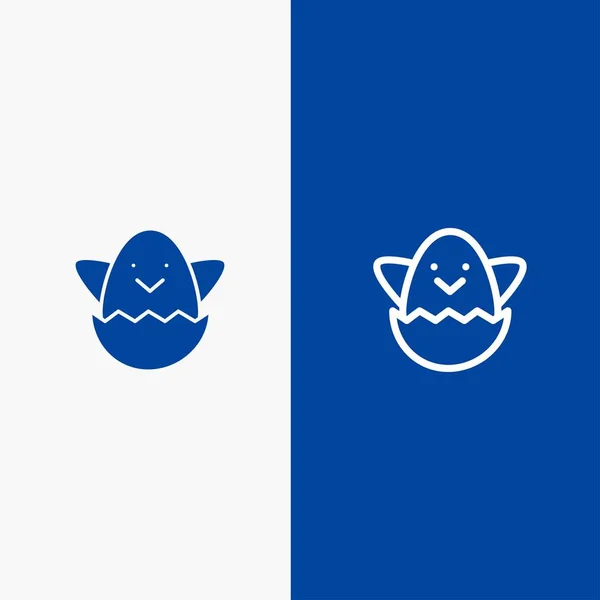 Pâques, oeuf, ligne de printemps et glyphe icône solide Bannière bleue Ligne a — Image vectorielle