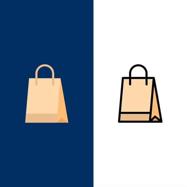包， 手袋， 购物， 购买图标.平面和线填充图标 Se — 图库矢量图片