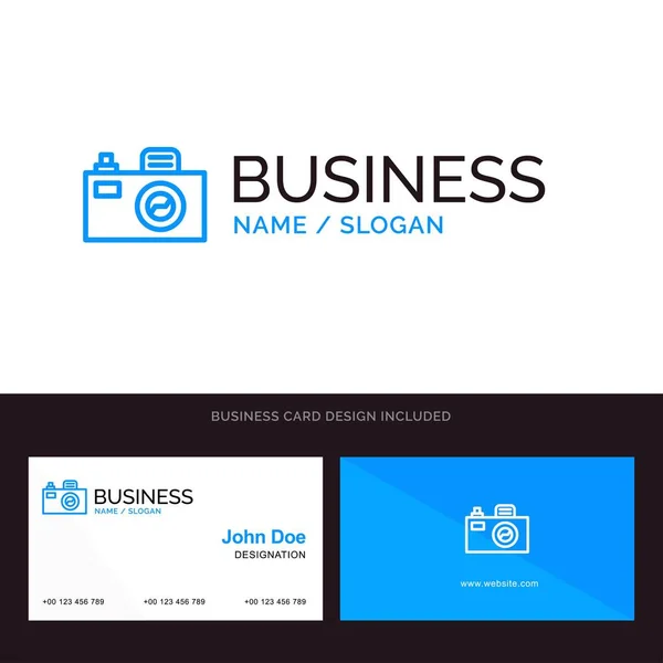Φωτογραφική μηχανή, εικόνα, σχεδίαση μπλε επιχειρηματικό λογότυπο και επαγγελματική κάρτα Templ — Διανυσματικό Αρχείο