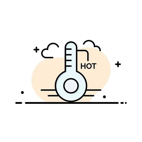 Temperatura, Quente, Tempo, Atualização Business Flat Line Cheio Ico — Vetor de Stock