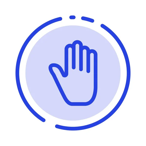 Langage corporel, gestes, main, interface, ligne pointillée bleue — Image vectorielle