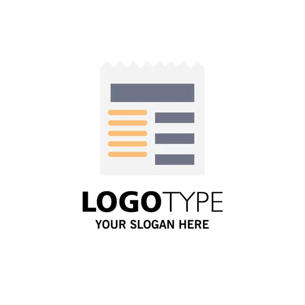 Dokument, text, grundläggande, UI Business logo typ mall. Platt färg — Stock vektor
