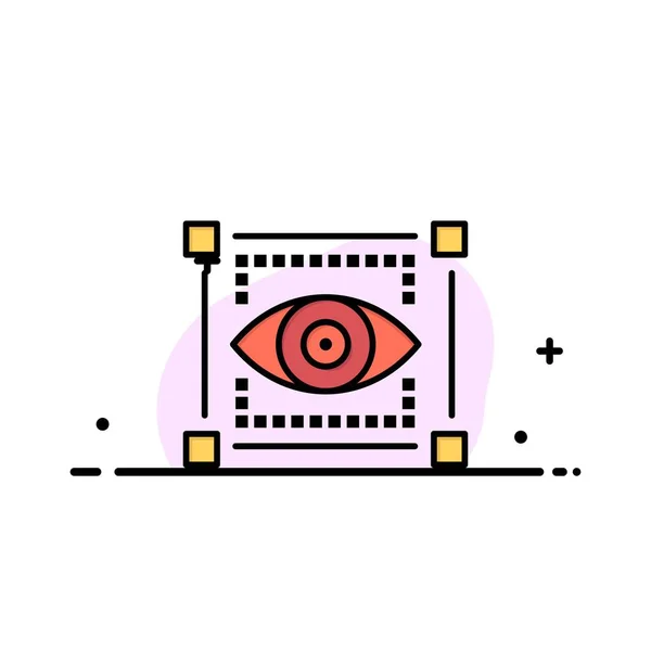 Visuel, Vue, Esquisse, Eye Business Flat Line Icône remplie Vec — Image vectorielle