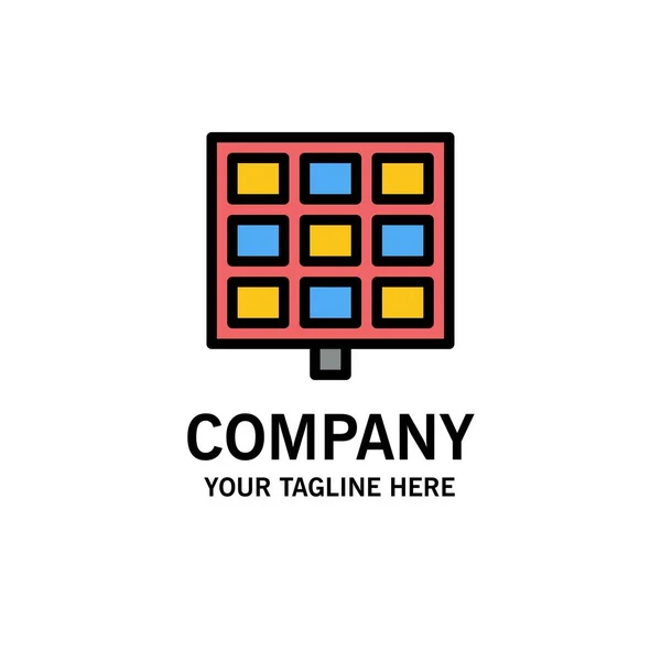 Panel Solar Construction Business Logo Template Flat Color — Stock Vector