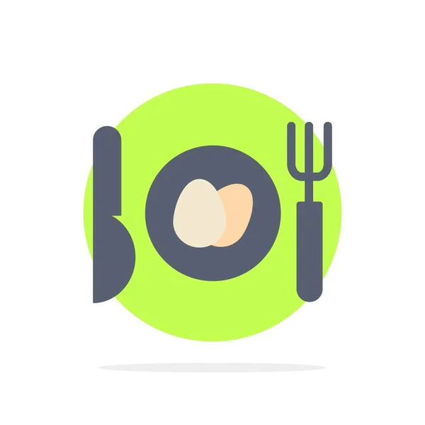 夕食, 卵, イースター抽象サークルの背景フラットカラーアイコン — ストックベクタ