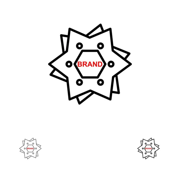 Star, branding, varumärke, logo typ, form fet och tunn svart linje ikon — Stock vektor