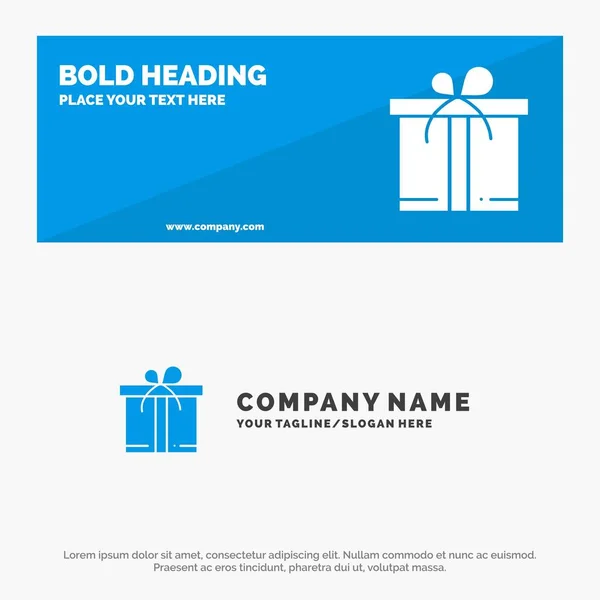 Regalo, Caja, Motivación SOlid Icon Website Banner y Business Log — Vector de stock