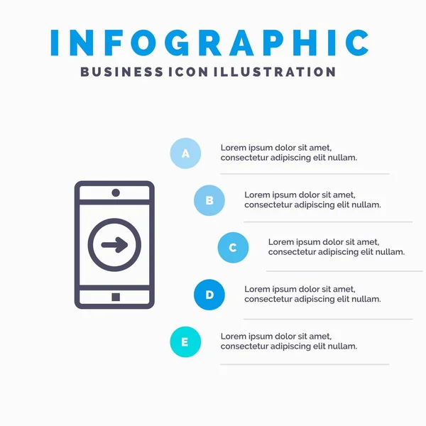 Applikation, rechts, mobil, mobile Application Line Icon mit 5 — Stockvektor