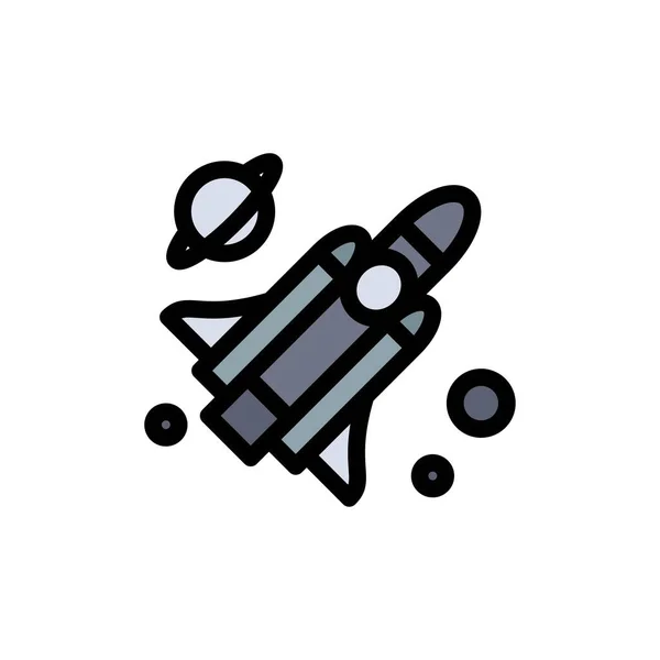 Fly, Missile, Science  Flat Color Icon. Vector icon banner Templ — Stock Vector