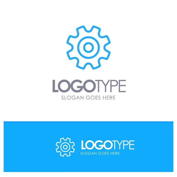 Cogs Engranaje Ajuste Logotipo Contorno Azul Rueda Con Lugar Para — Vector de stock