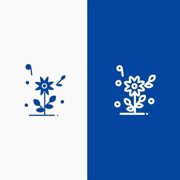Fleur, Amour, Coeur, Ligne de mariage et Glyphe Icône unie Bann bleue — Image vectorielle