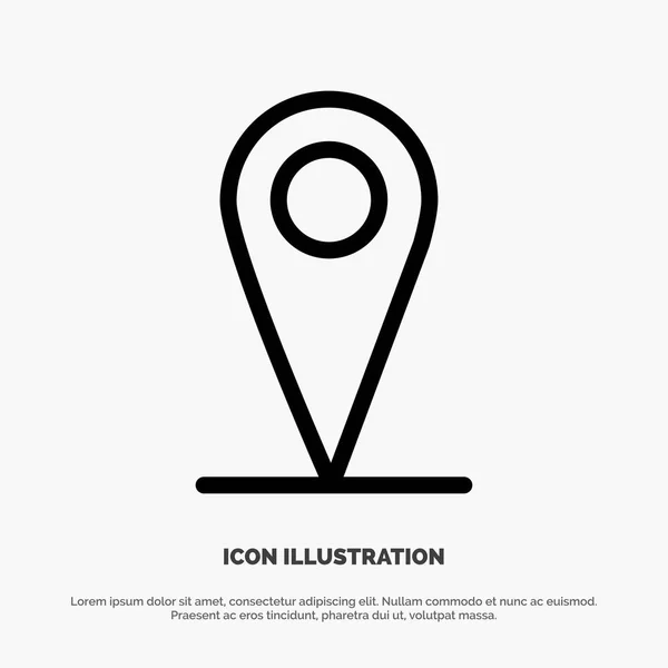 Ubicación, Mapa, Pin Line Icon Vector — Vector de stock