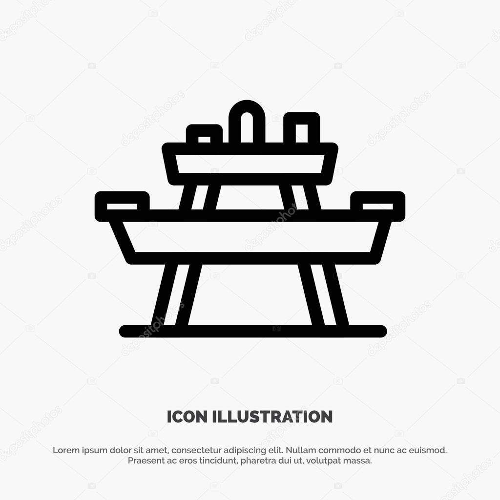 Bench, Food, Park, Seat, Picnic Vector Line Icon