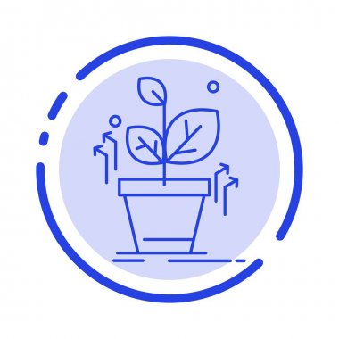 Bitki, Büyümek, Büyümek, Başarı Mavi Noktalı Çizgi Simgesi