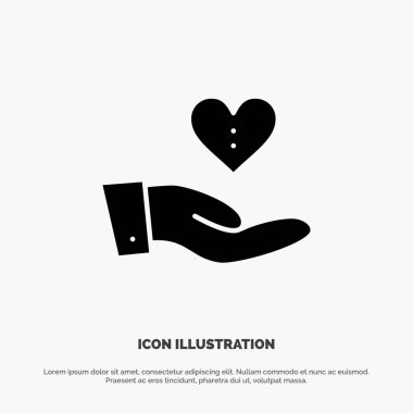 Sadaka, Bağış, Verme, El, Love katı Glyph Icon vektör