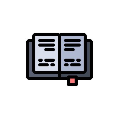 Kitap, Eğitim, Bilgi Düz Renk Simgesi. Vektör simgesi afiş 