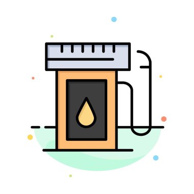 Benzin, Sanayi, Yağ, Damla Soyut Düz Renk Simgesi Şablon