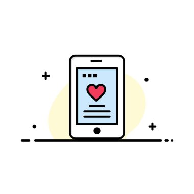 Hücre, Aşk, Telefon, Düğün İşleri Düz Çizgisi Simge Vecto Dolduruldu