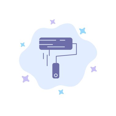 Fırça, Boya, Rulo, Duvar, Paintbrush Mavi Simge Soyut Clo üzerinde